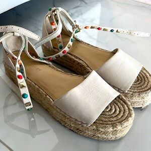 💖BUY 2 for$15💖 Marc Fisher Leather Jeweled Vajen Ankle Strap Espadrille Sandal